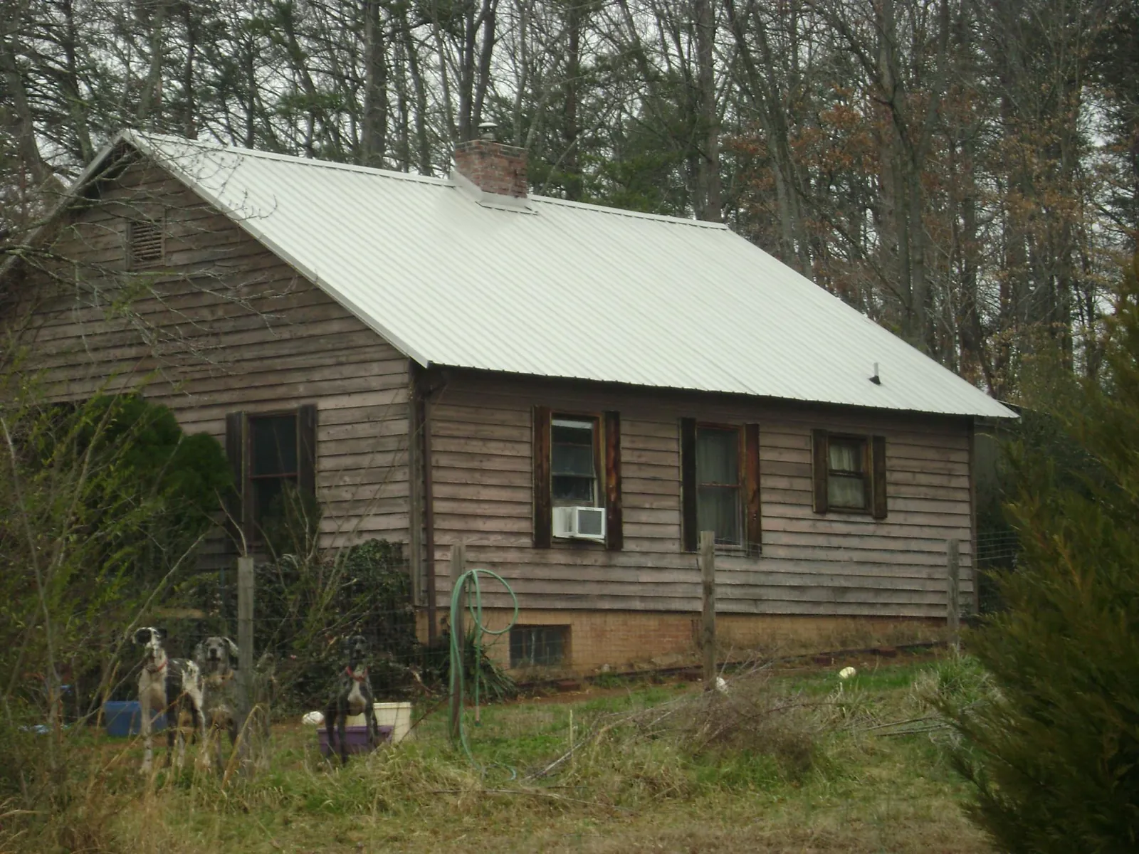 White metal roof on an old wood sided farmhouse, from a Asphalt Shingle Roof Repair job in Cowansville
